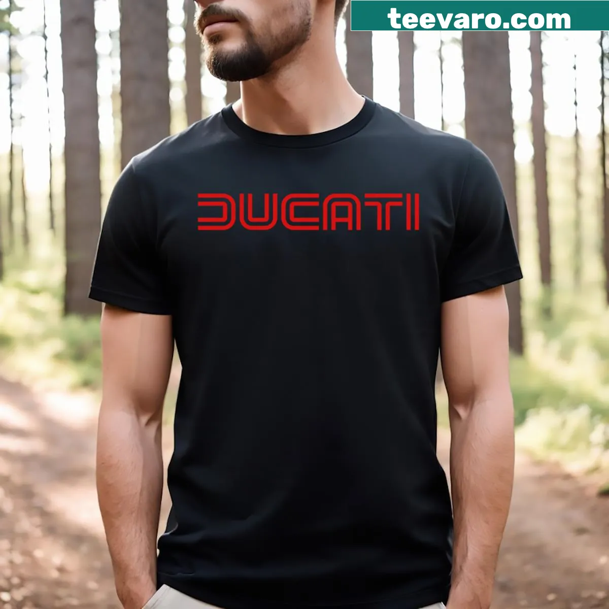 Ducati logo displayed on an essential T-shirt — on a men's t-shirt