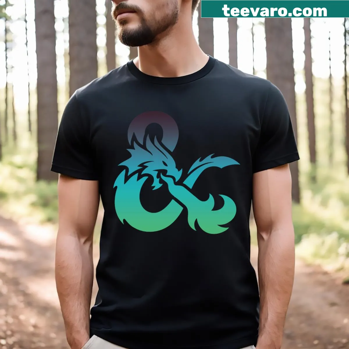 Dungeons and Dragons logo T-shirt — on a men's t-shirt