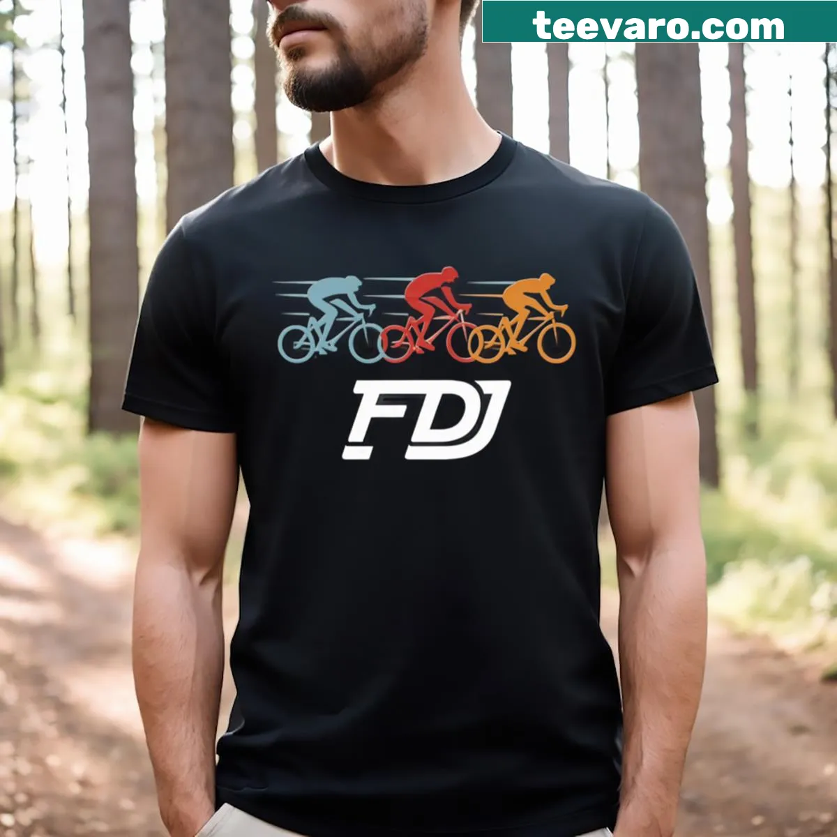 Essential T-shirt featuring the FDJ logo — on a men's t-shirt