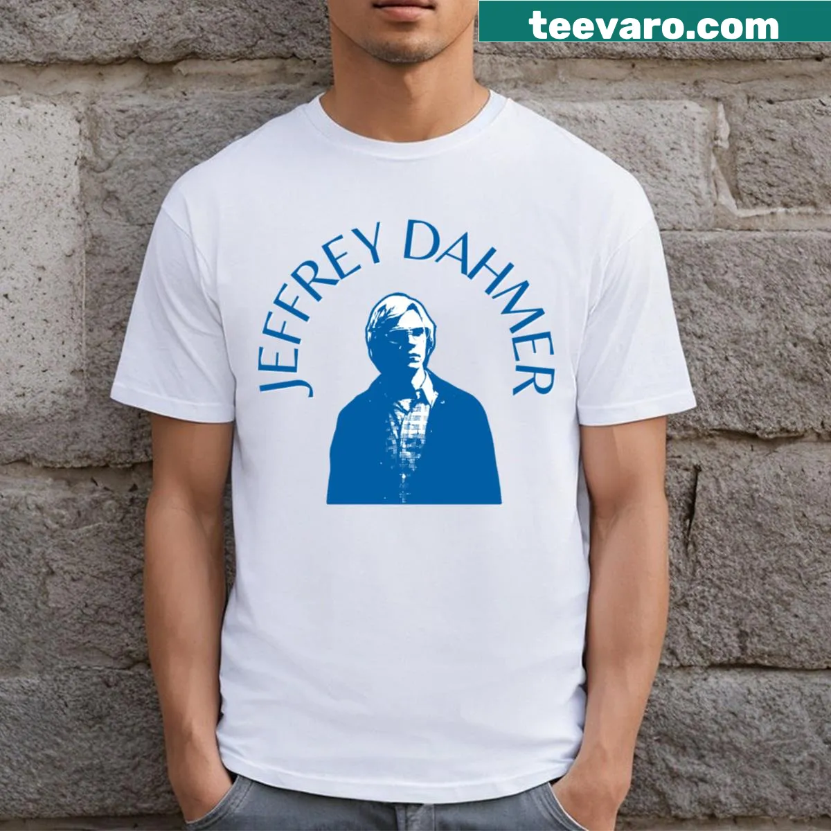 Vintage distressed design featuring Jeffrey Dahmer for fans of true crime. — on a men's t-shirt