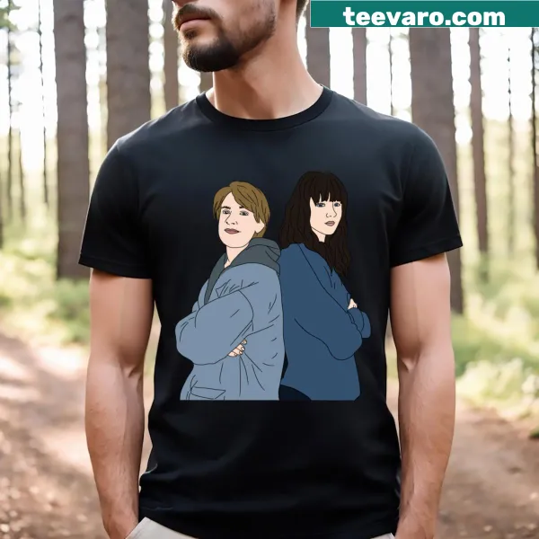 Illustrative T-shirt featuring Jonas Kahnwald and Martha Nielsen artwork