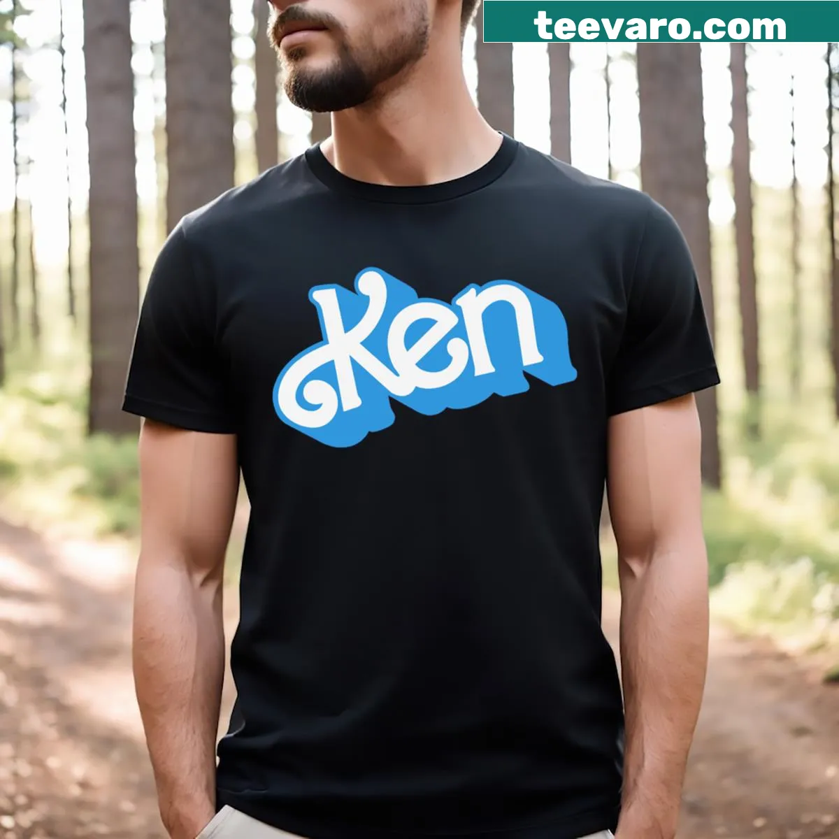 T-shirt featuring the Ken logo in a playful graphic — on a men's t-shirt