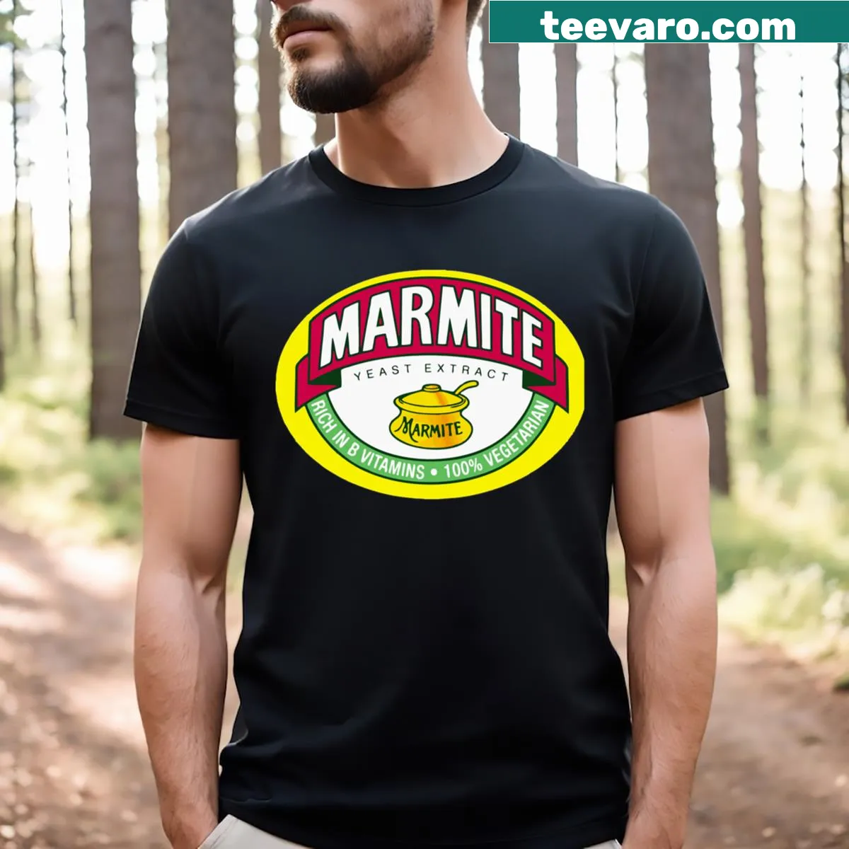 T-shirt featuring Marmite logo for fans — on a men's t-shirt