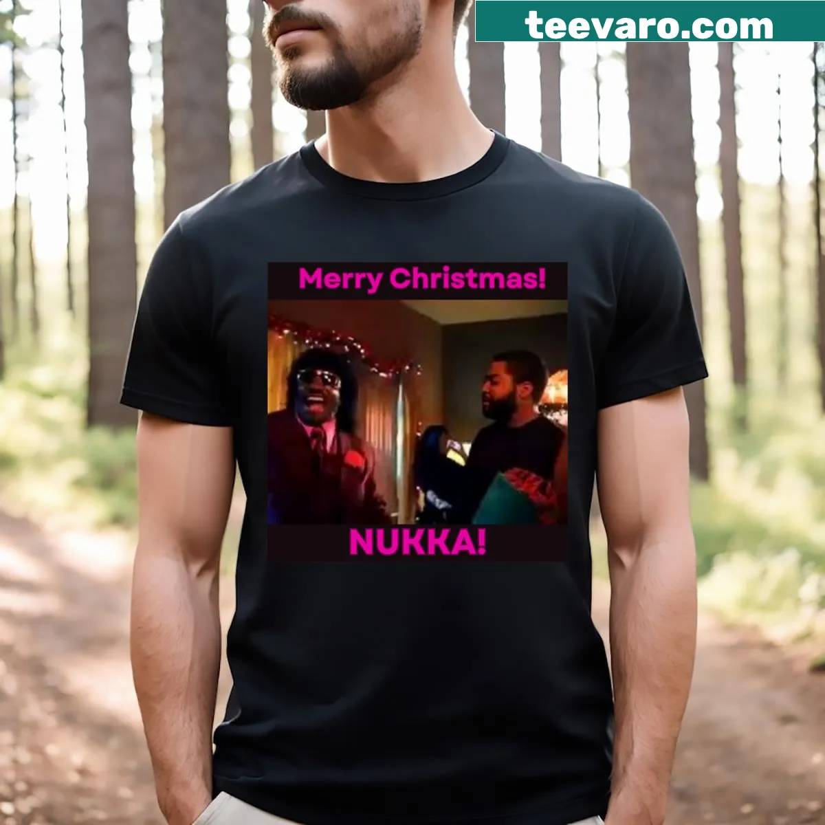 Funny Nukka graphic on a unisex Christmas t-shirt — on a men's t-shirt