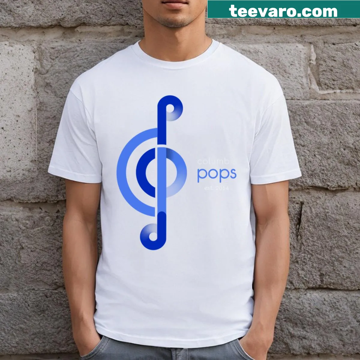 Minimalist T-shirt featuring a contemporary logo design — on a men's t-shirt
