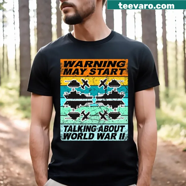 Illustrative WWII memorabilia graphic on a retro tee