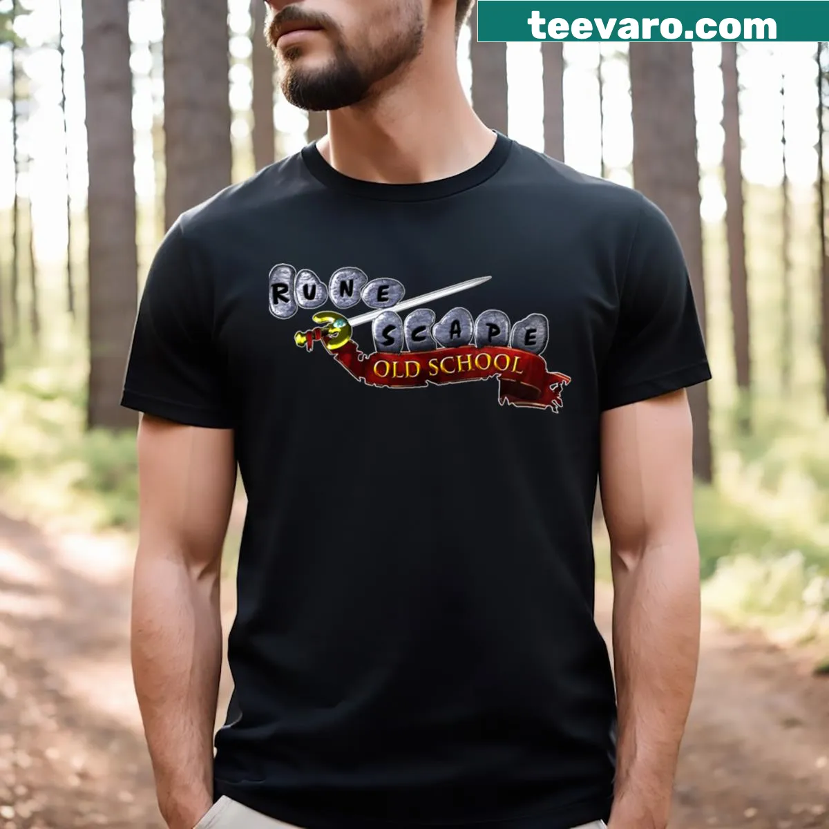 Oldschool Runescape logo on an essential tee — on a men's t-shirt