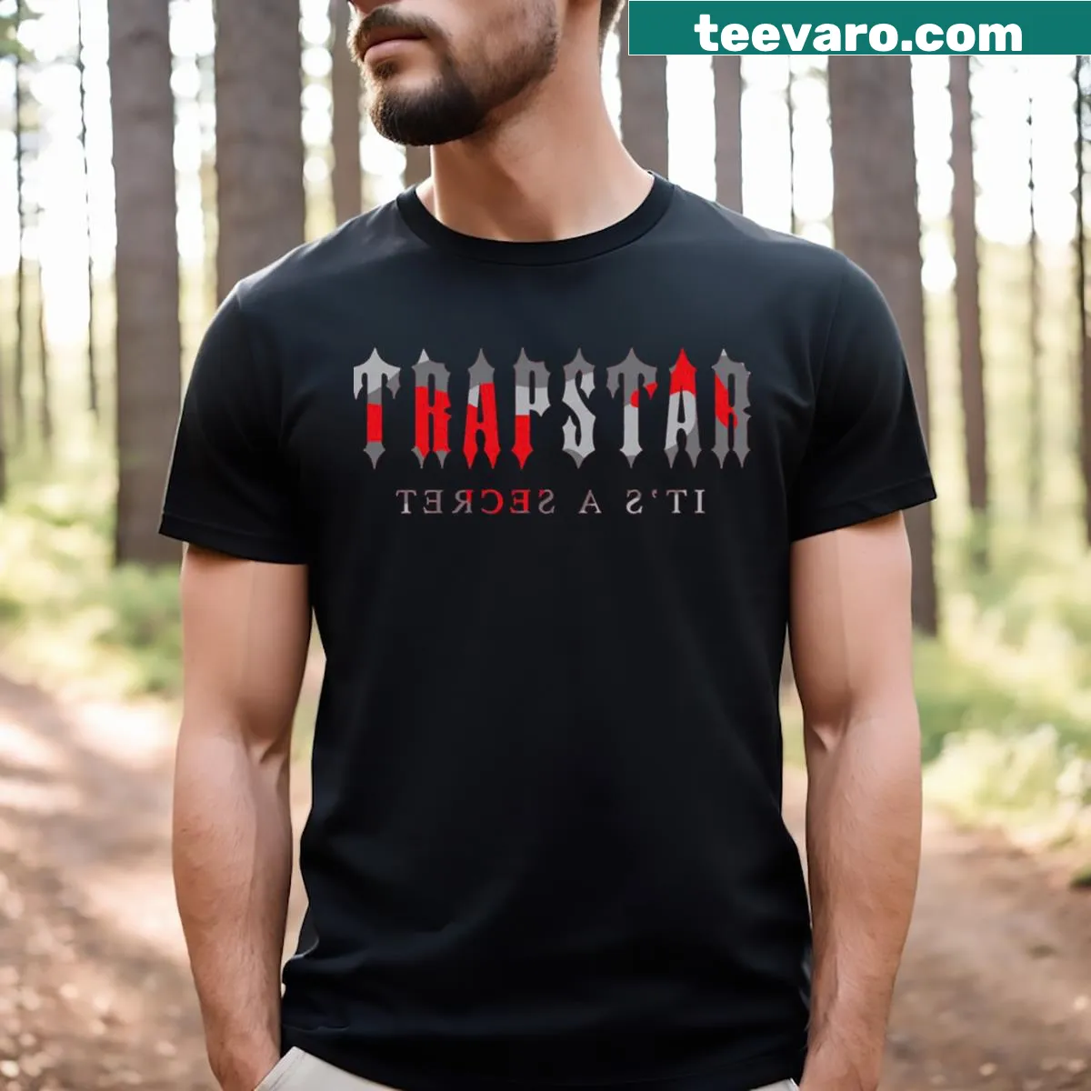 Iconic Trapstar logo on a trendy music-inspired t-shirt — on a men's t-shirt