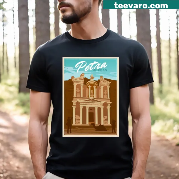 Travel poster graphic t-shirt inspired by Petra, Jordan
