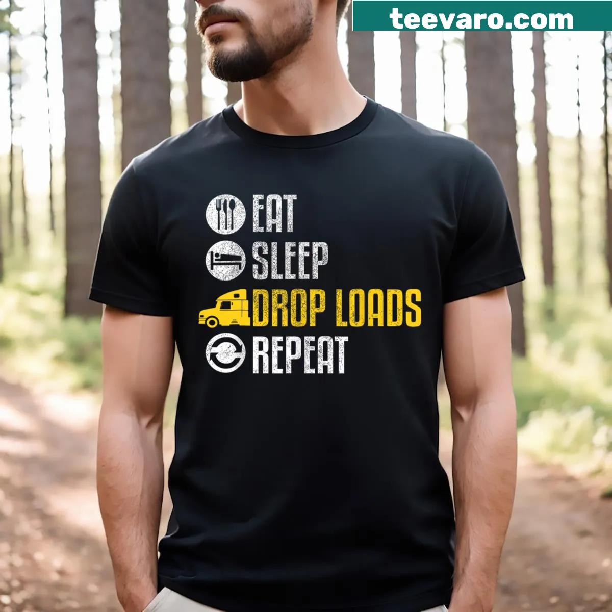 Funny truck driver T-shirt with humorous graphic art — on a men's t-shirt