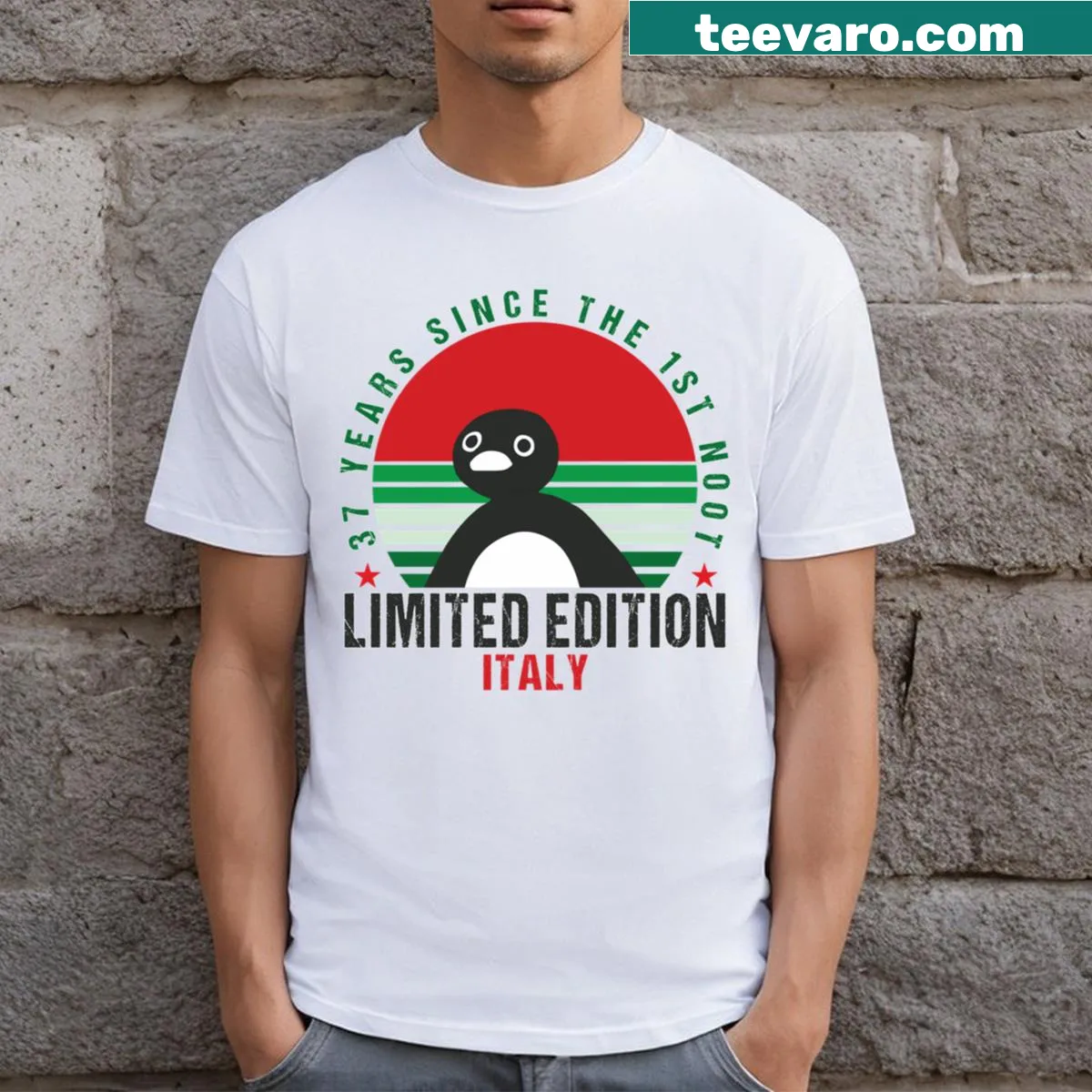 T-shirt celebrating 37 years since the first Noot Italy Edition — on a men's t-shirt