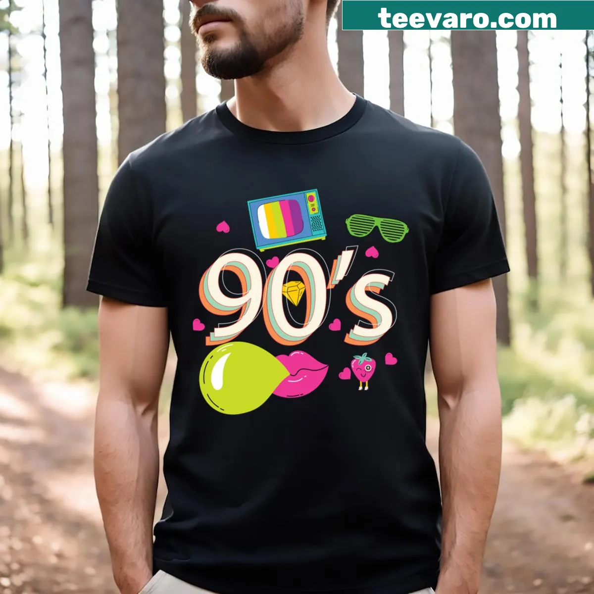 Vintage retro t-shirt celebrating 90s culture — on a men's t-shirt