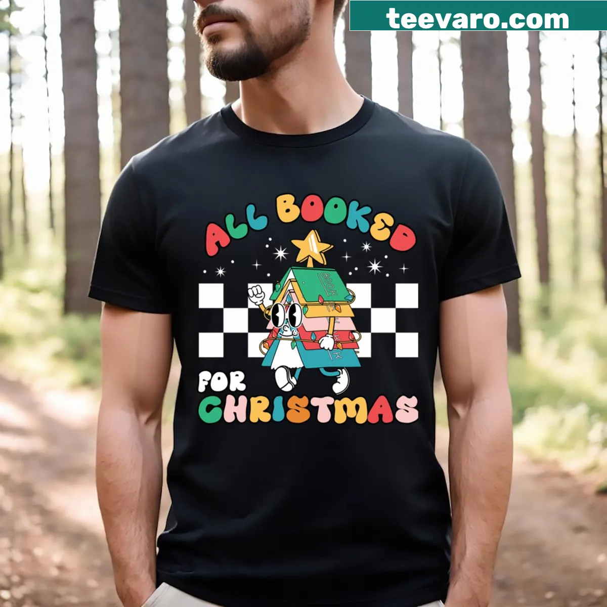 Illustration of a cheerful Christmas message — on a men's t-shirt