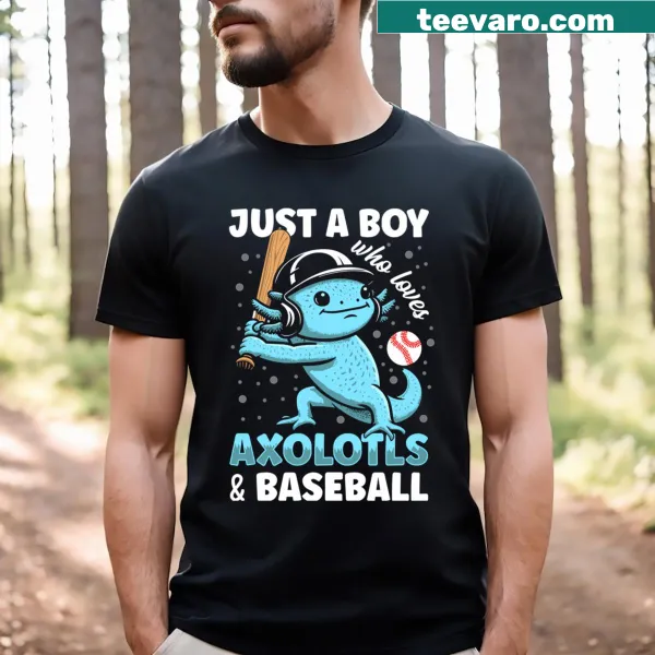Cartoon axolotls playing baseball on a fun t-shirt