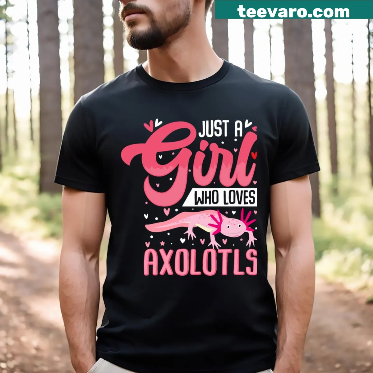 Charming axolotls illustrated on a playful t-shirt — on a men's t-shirt