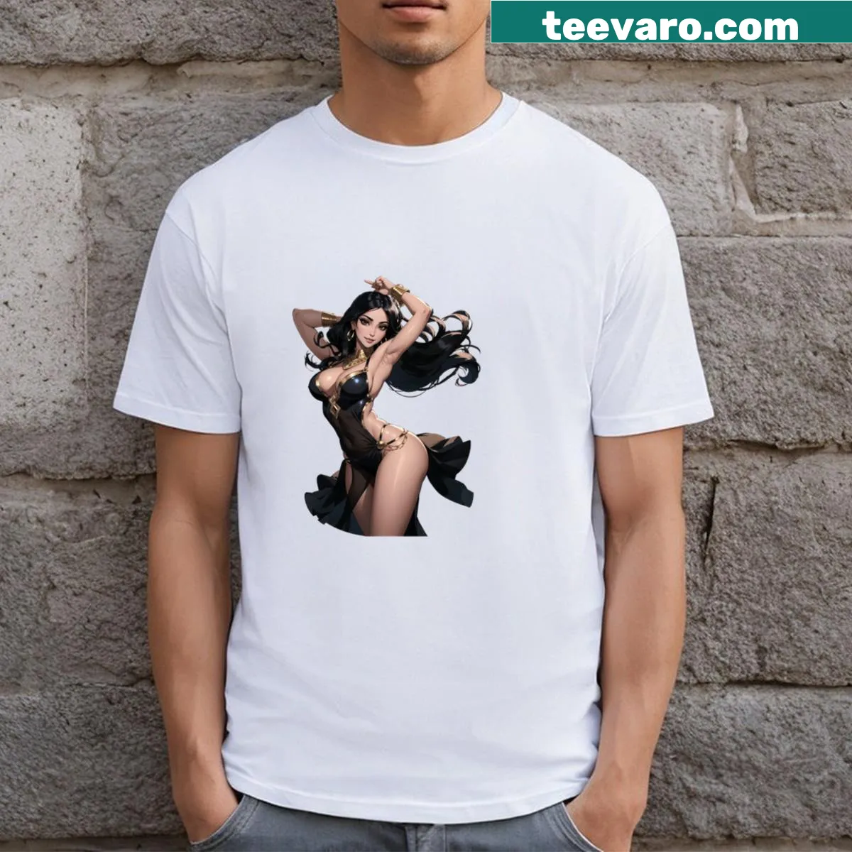 Elegant belly dancer graphic on a T-shirt — on a men's t-shirt
