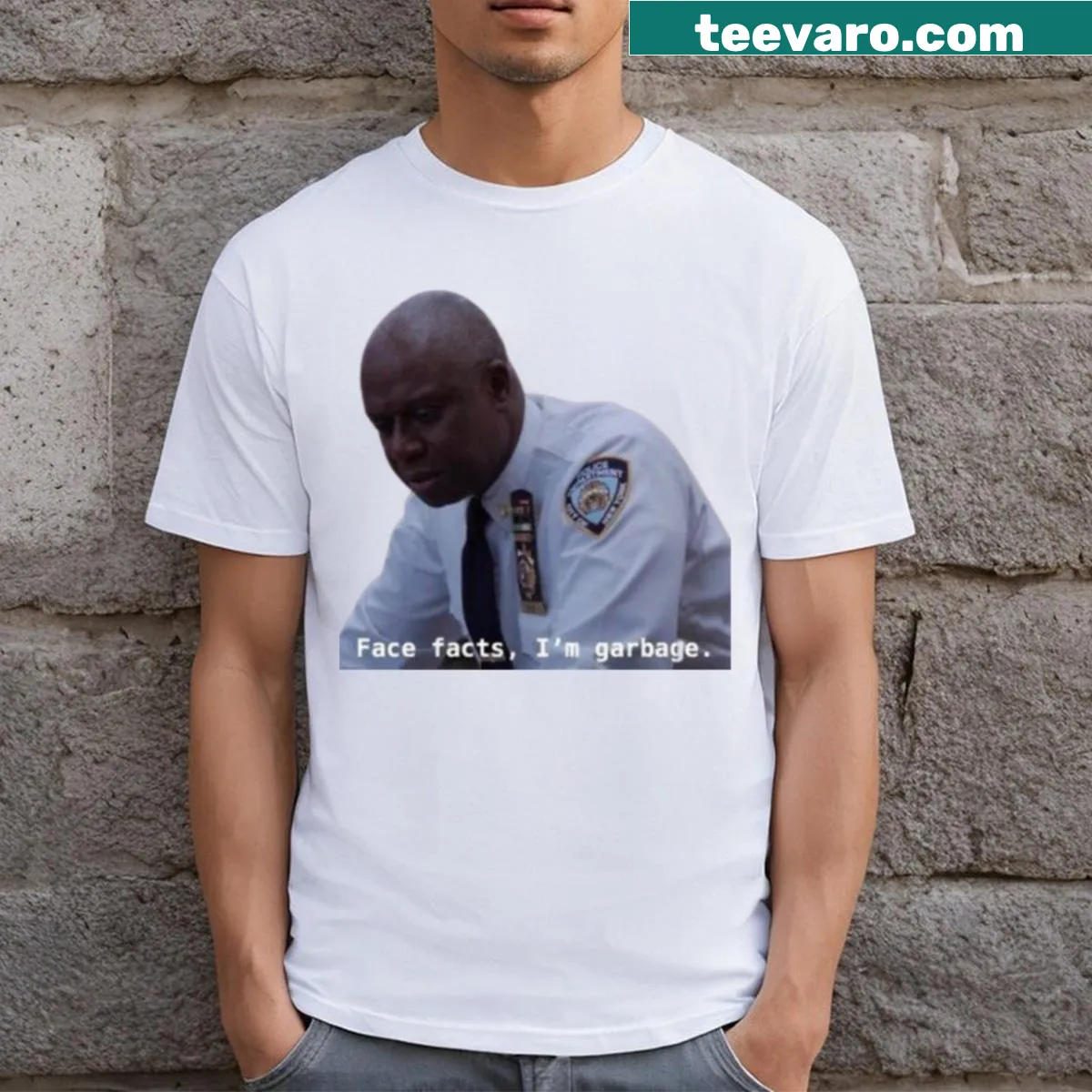 T-shirt featuring humorous facts about Captain Raymond Holt — on a men's t-shirt
