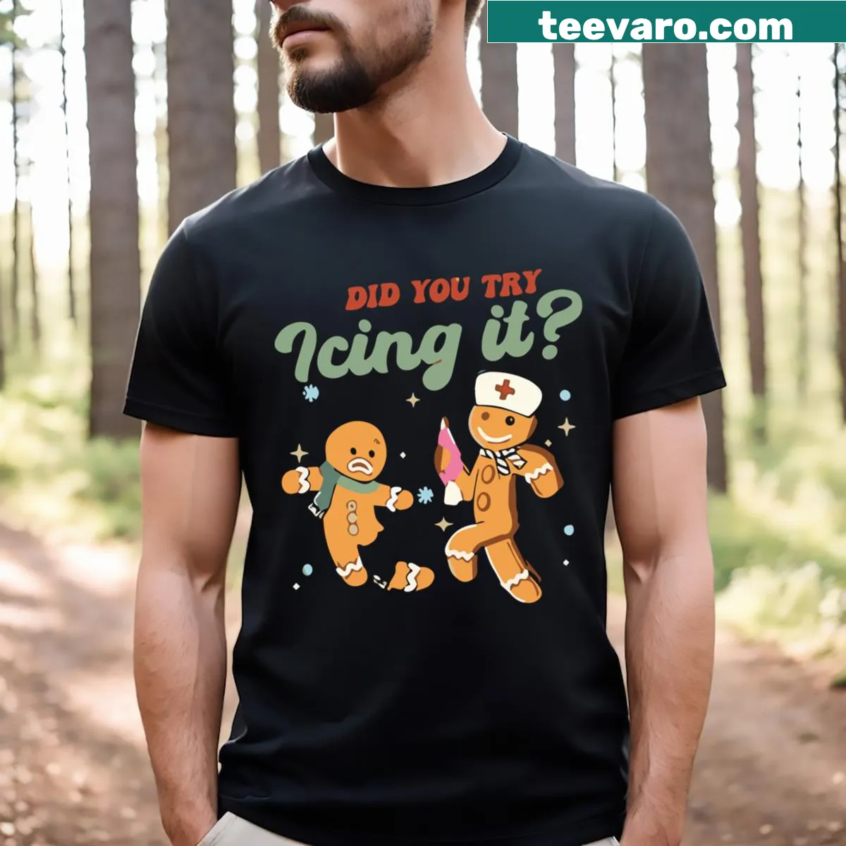 Funny nurse saying T-shirt with Christmas theme — on a men's t-shirt