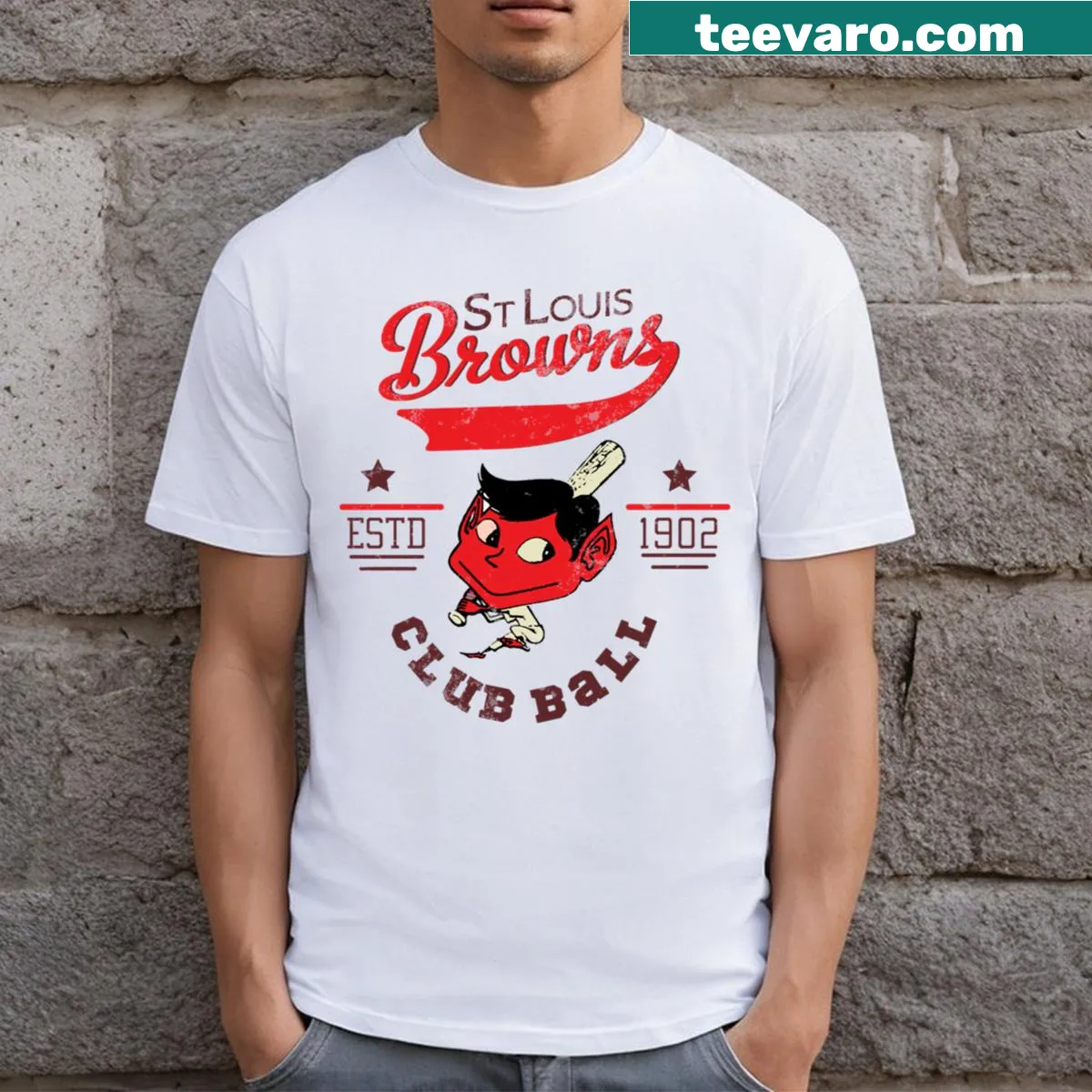 Vintage-style t-shirt honoring the defunct St. Louis Browns baseball team — on a men's t-shirt