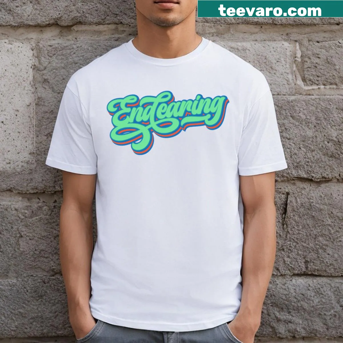Minimalist T-shirt in neon emerald green — on a men's t-shirt