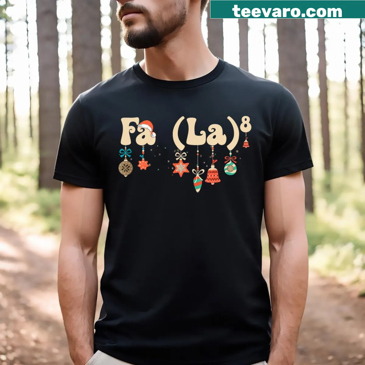 Funny Christmas T-shirt with math theme and Santa hat — on a men's t-shirt
