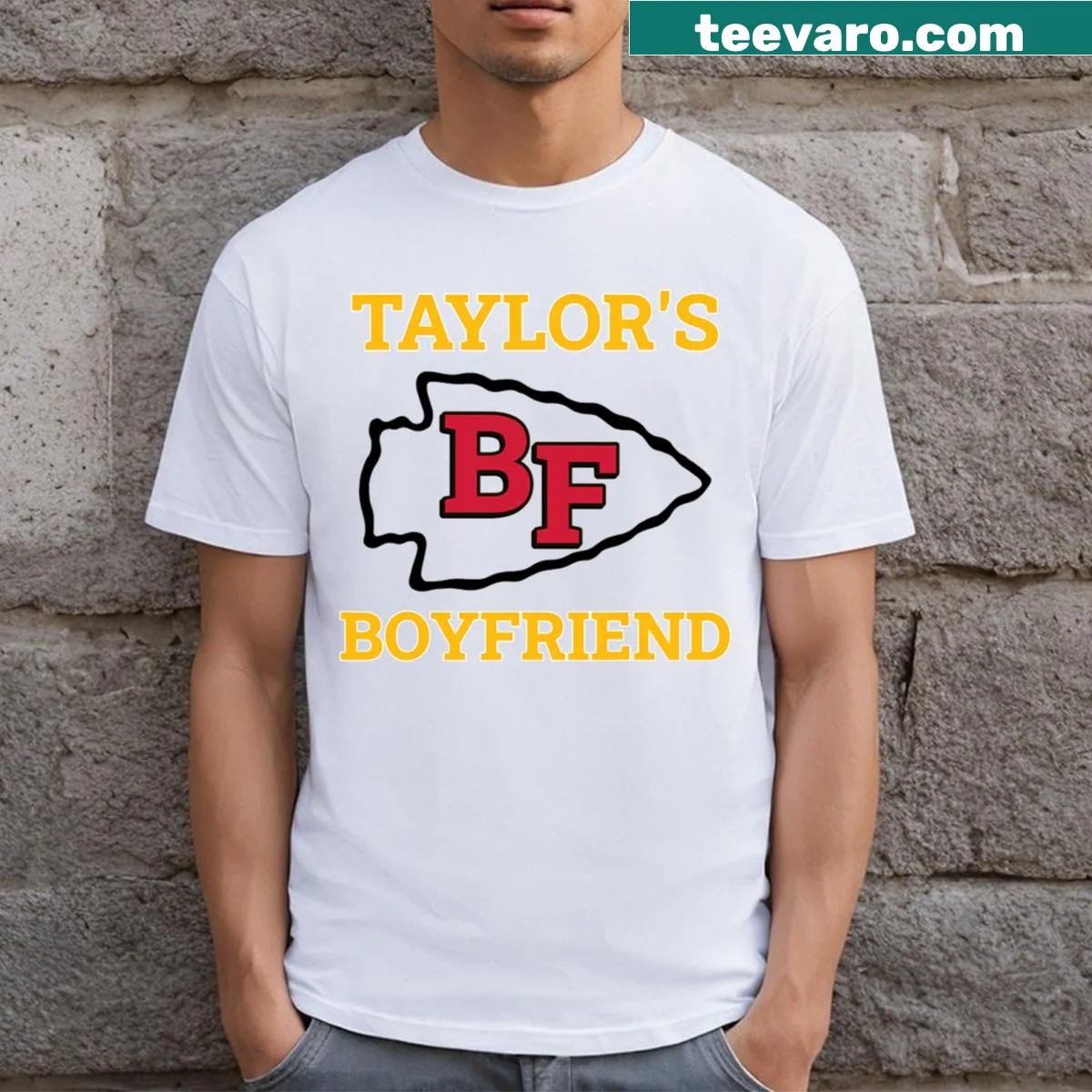 Humorous graphic T-shirt with Kansas City football theme — on a men's t-shirt