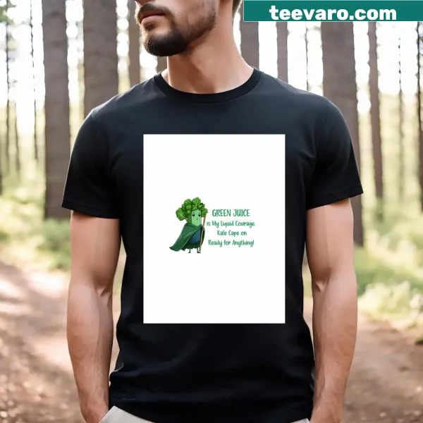 Green juice superhero graphic t-shirt with funny text