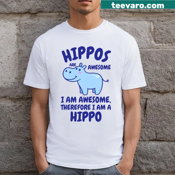 Whimsical T-shirt featuring a hippo graphic with a playful statement