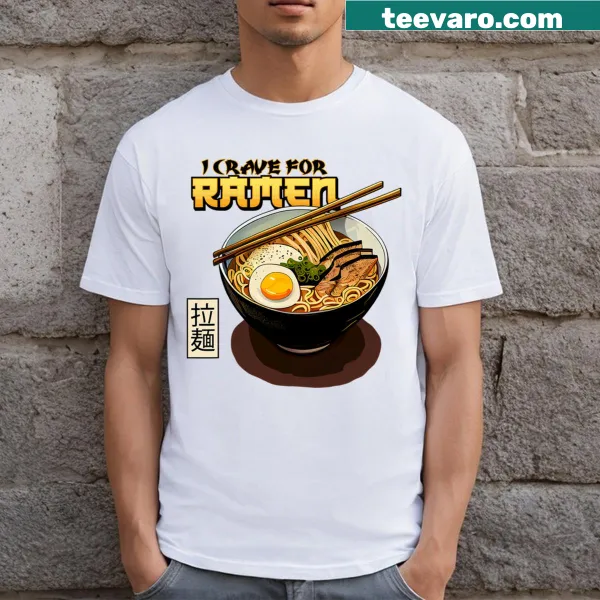 Typography shirt declaring love for Japanese ramen noodles