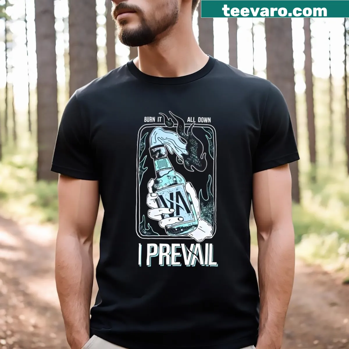 Essential t-shirt featuring bold text for the band I Prevail — on a men's t-shirt
