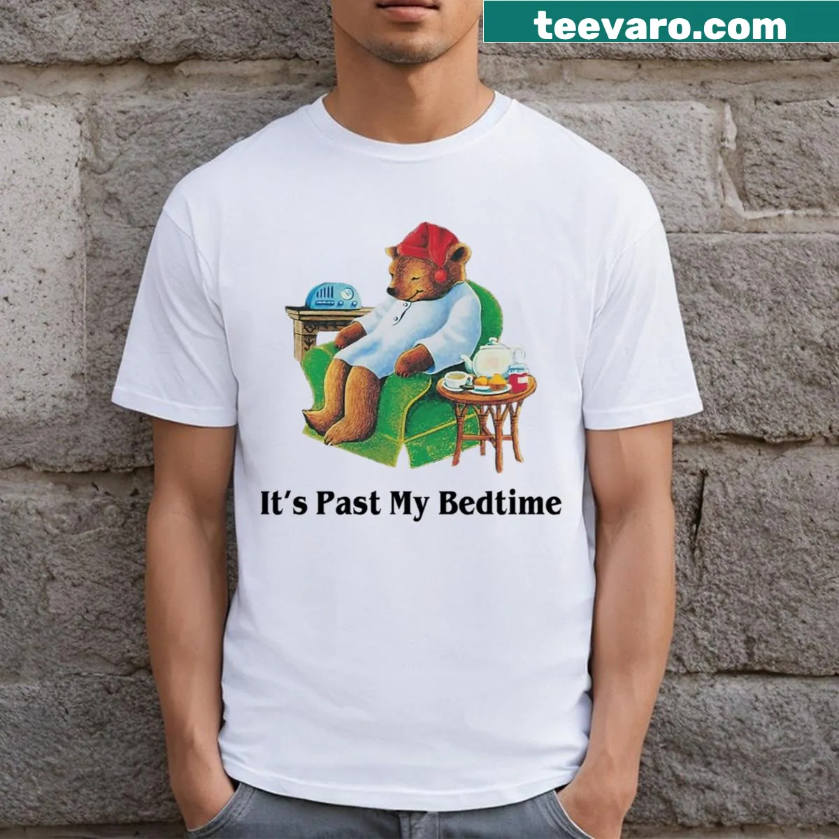Funny 'It's Past My Bedtime' T-shirt for bear lovers — on a men's t-shirt