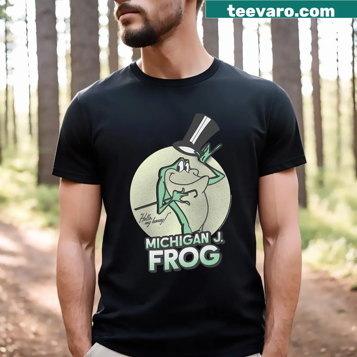 Looney Tunes Michigan J Frog t-shirt with iconic logo — on a men's t-shirt