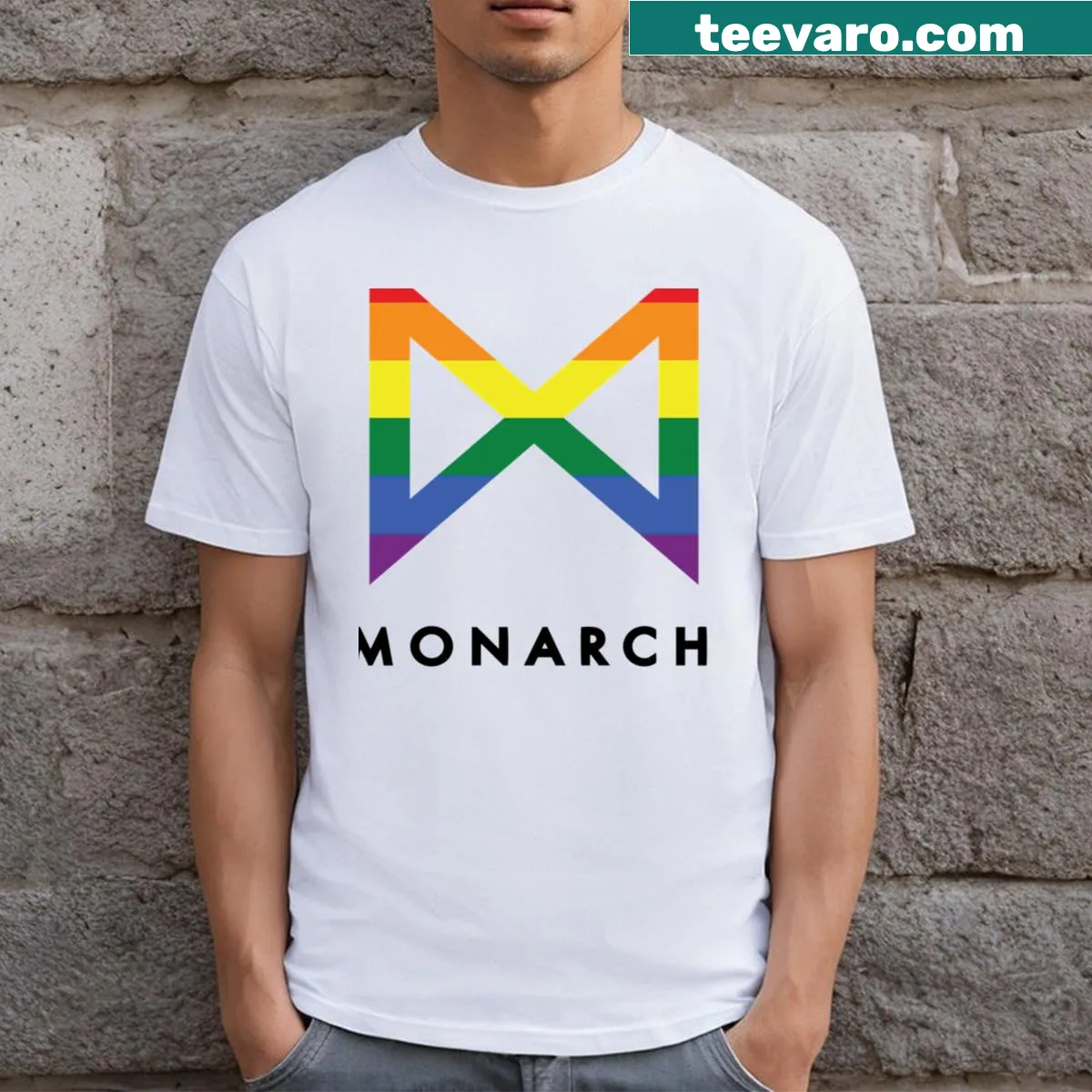Illustration of a monster in rainbow colors on T-shirt — on a men's t-shirt