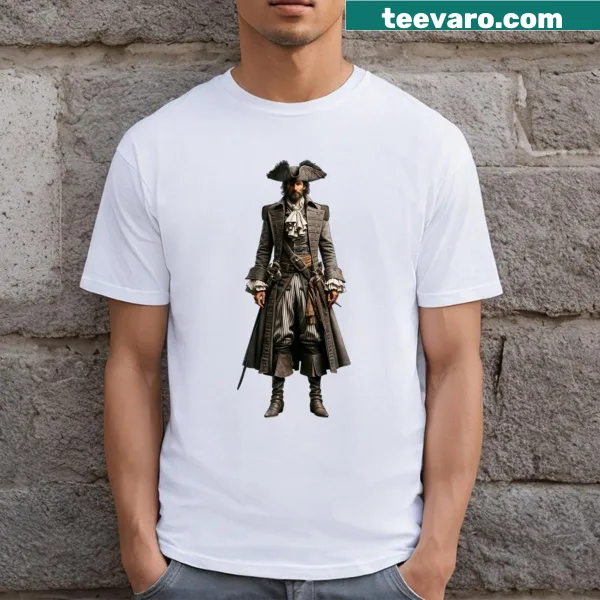 Bold pirate-themed graphic on a T-shirt.