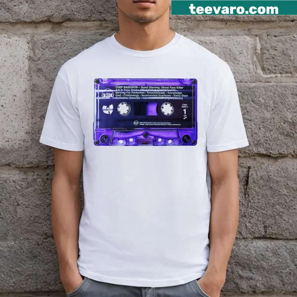 Bold 'Purple Tape 1995' typography graphic on T-shirt