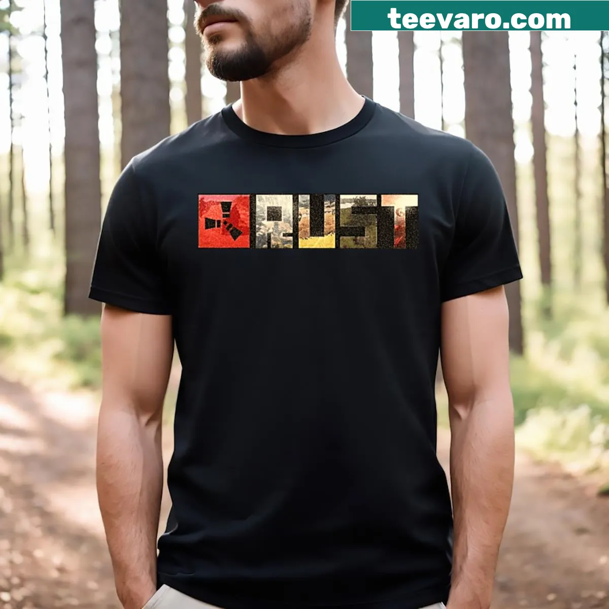 Fan art of characters from the game Rust — on a men's t-shirt