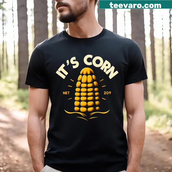 Minimalist corn art graphic on a T-shirt.