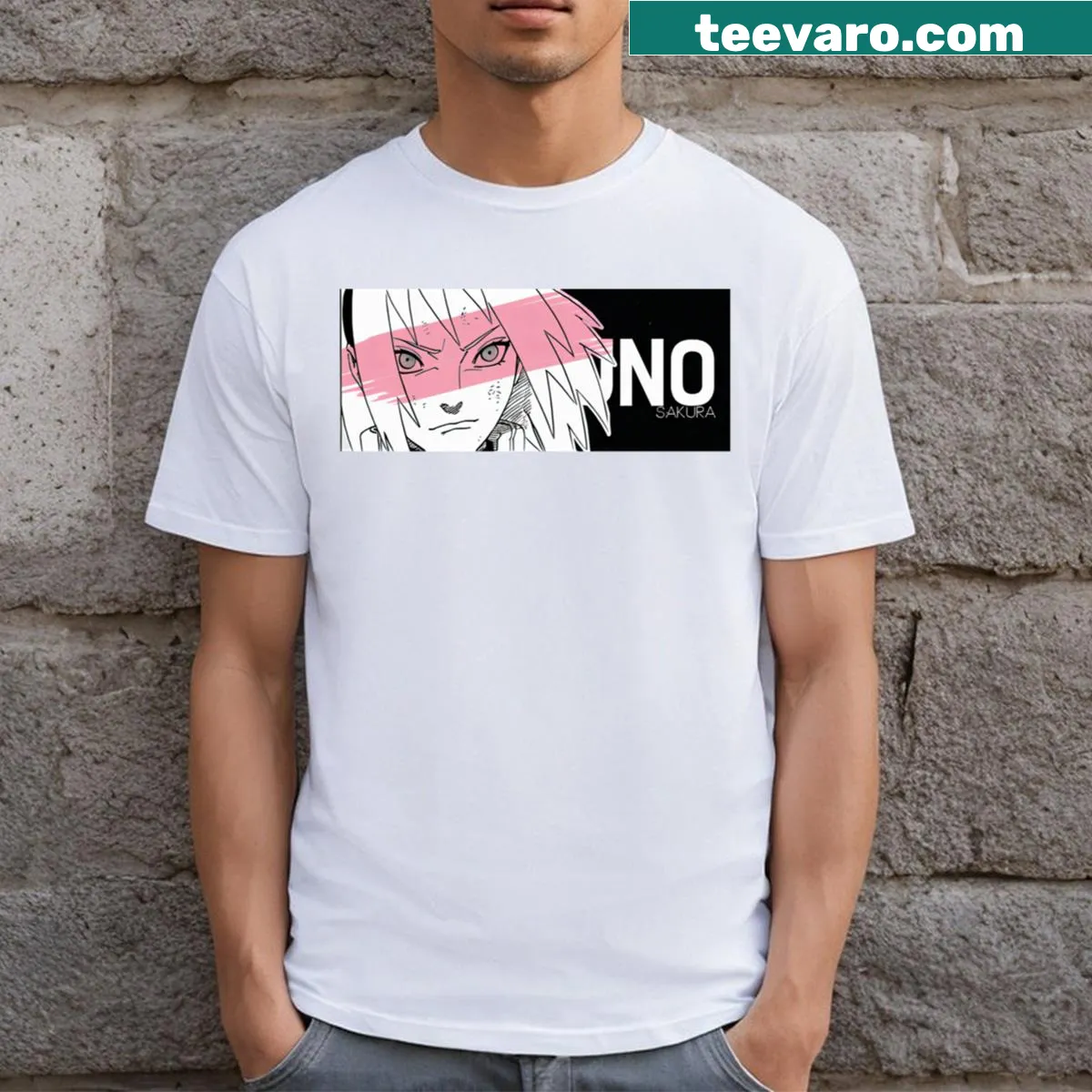 T-shirt featuring Haruno Sakura of Team Seven for anime fans — on a men's t-shirt