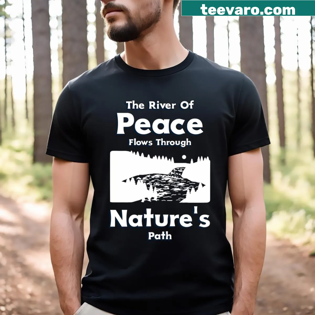 Nature-themed shirt with 'Nature Is My Therapy' text design — on a men's t-shirt