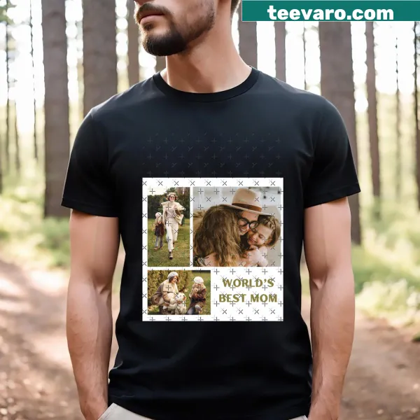 T-shirt that says 'World's Best Mom' with personalized photo options