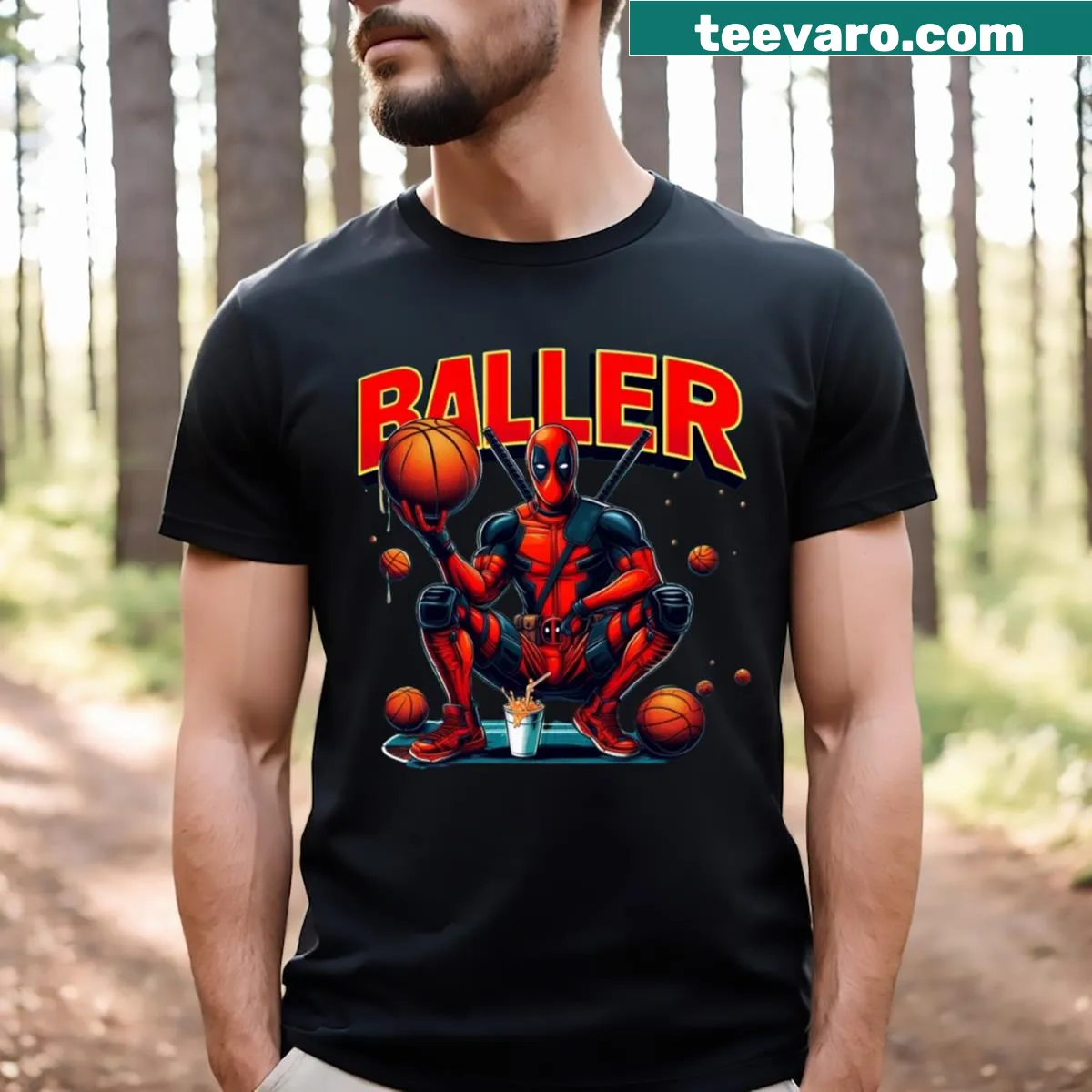 Meme-inspired basketball fan t-shirt with edgy graphics — on a men's t-shirt