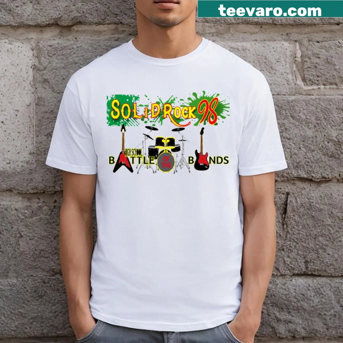 Vintage-style Battle of the Bands design on T-shirt — on a men's t-shirt