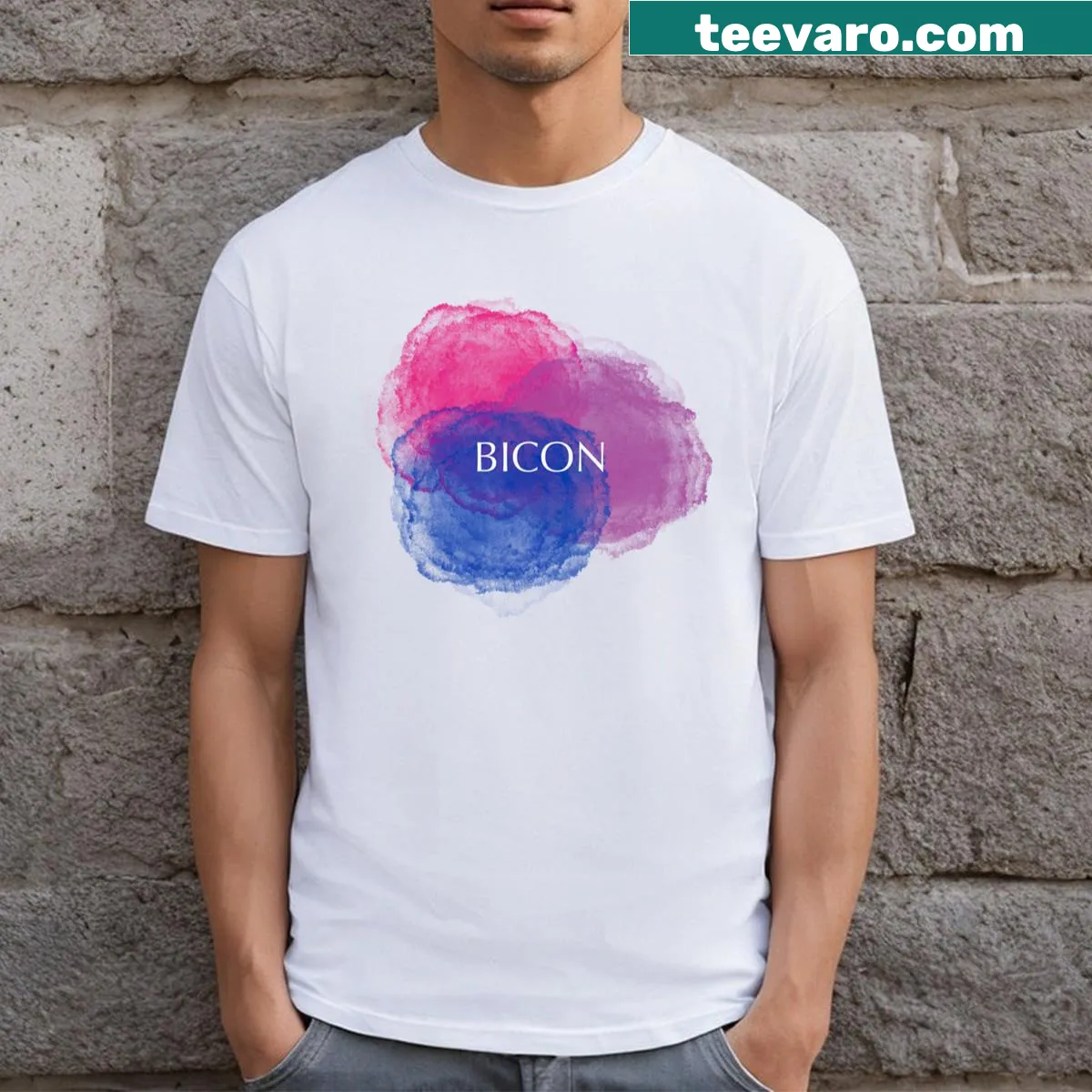 Bold Bi Icon LGBTQ pride T-shirt showcasing bisexual flag colors — on a men's t-shirt