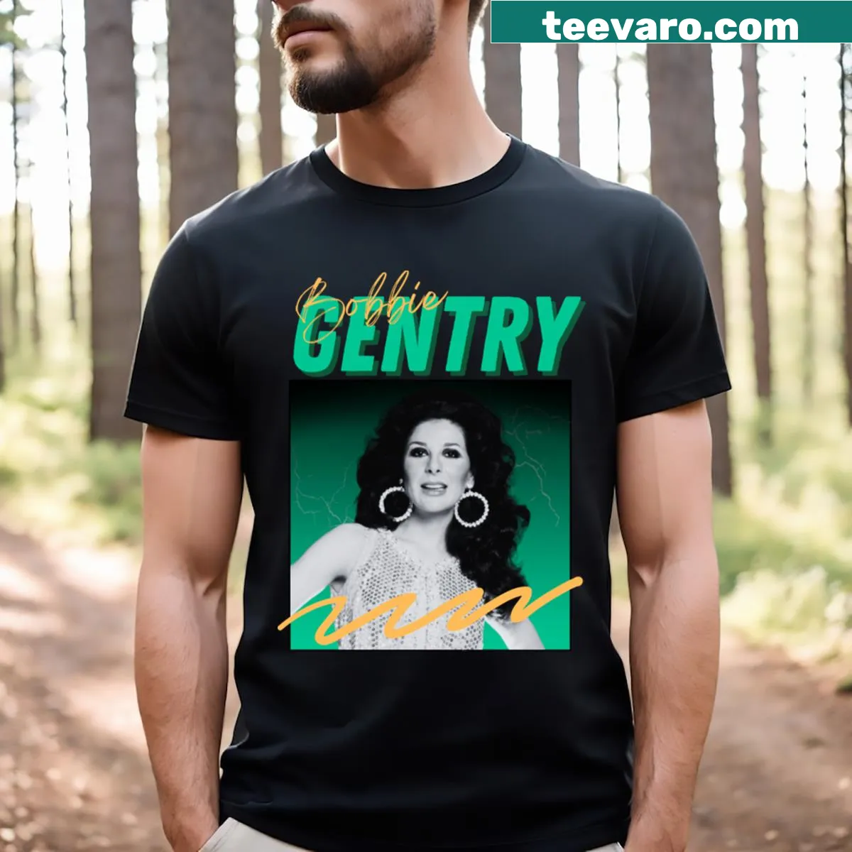 Vintage-style t-shirt celebrating Bobbie Gentry with classic design — on a men's t-shirt