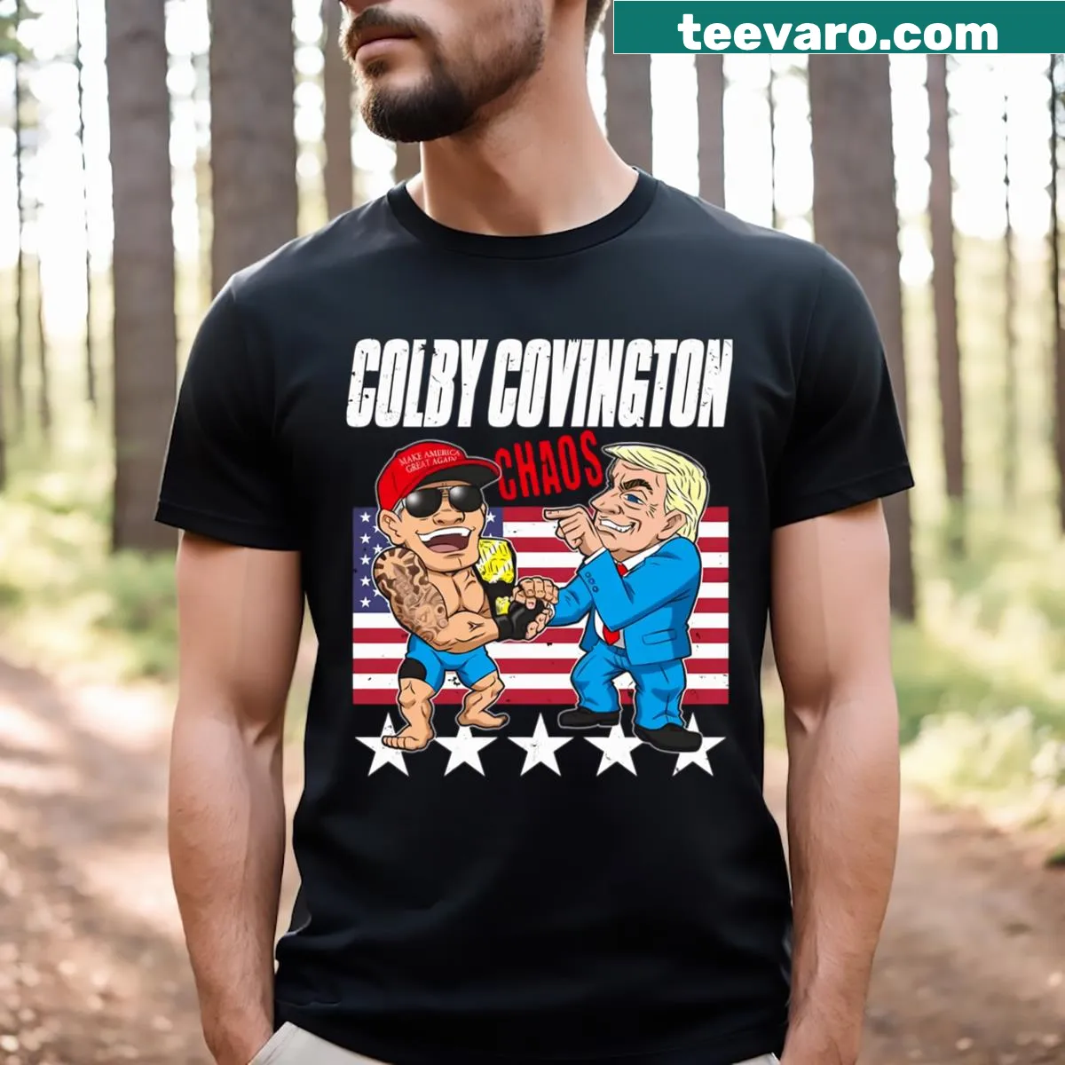 Cartoon graphic of Colby Covington on a t-shirt — on a men's t-shirt