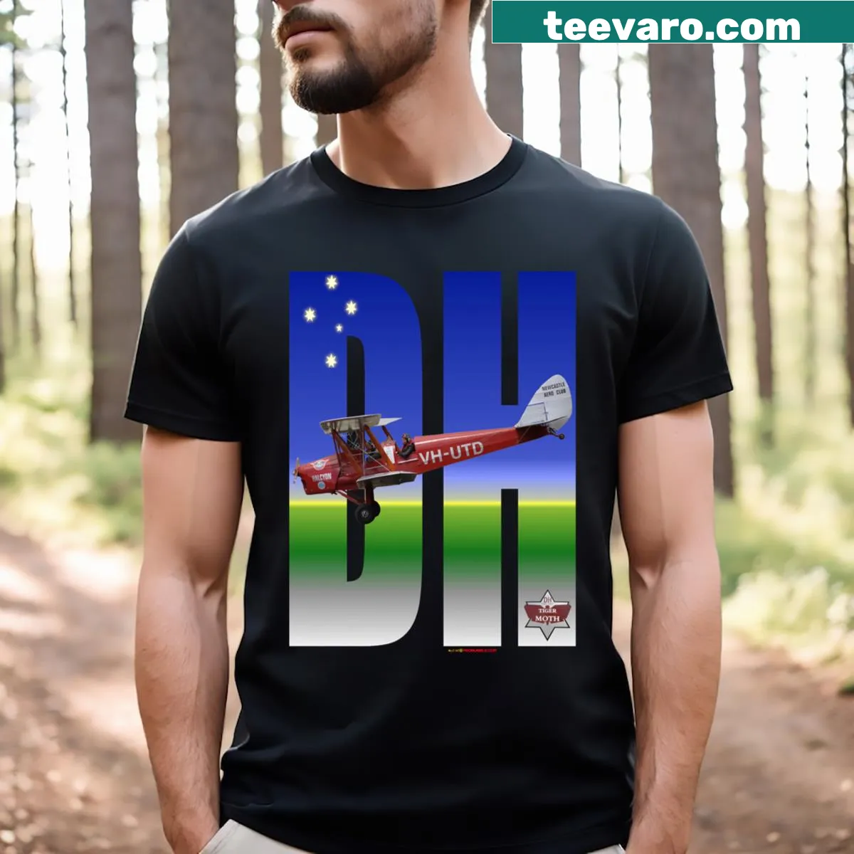 Illustrated Tiger Moth graphic t-shirt celebrating nature and biodiversity — on a men's t-shirt