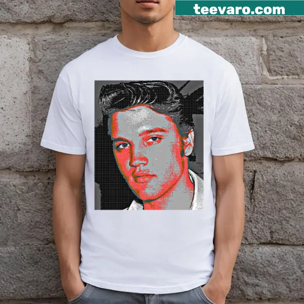 Pop art t-shirt featuring an artistic depiction of Elvis Presley