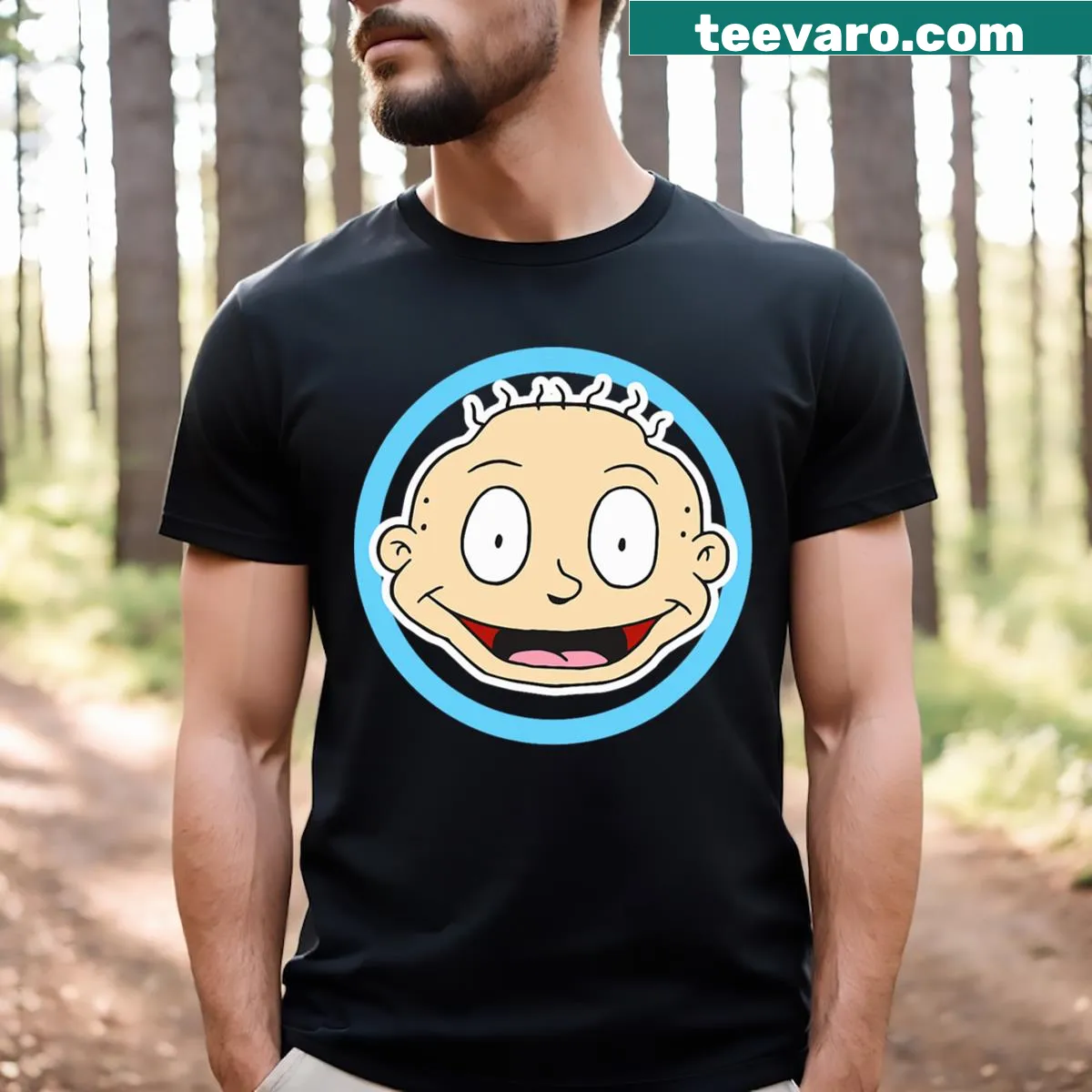 Cute cartoon graphic T-shirt with playful design — on a men's t-shirt