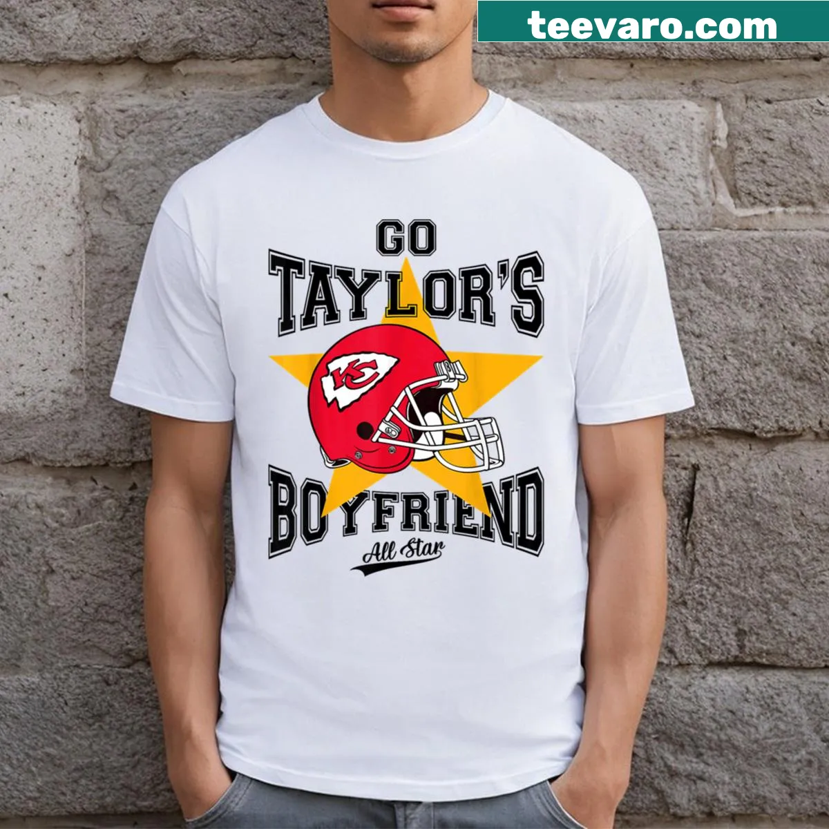 Funny game day t-shirt featuring Travis Kelce and playful text. — on a men's t-shirt