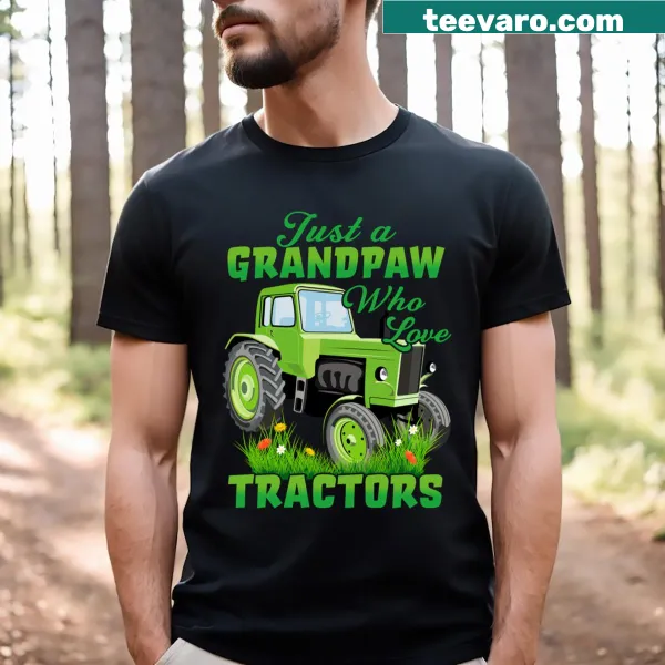 Funny tractor graphic on a t-shirt celebrating grandpas who love farming